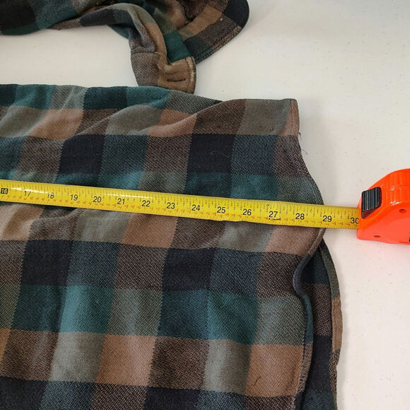 VTG Hickory Shirt Co green/tan plaid 1/4 zip distressed flannel mens M-Tall - Picture 9 of 9